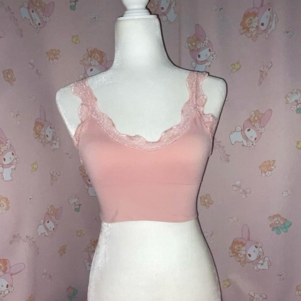 Pink Bralette with Lace Straps